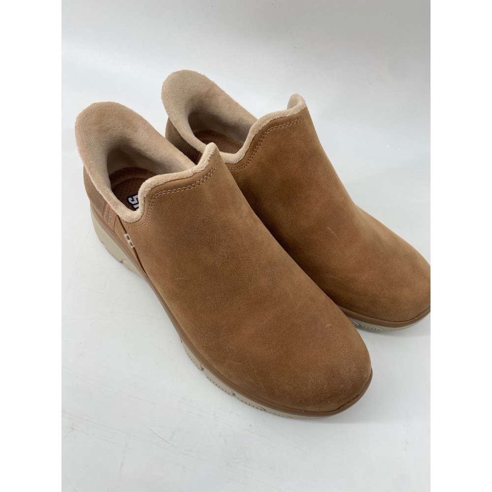 Skechers Slip-ins Booties Womens 10 Tan Relaxed Fit Easy Going Latte Casual Cozy